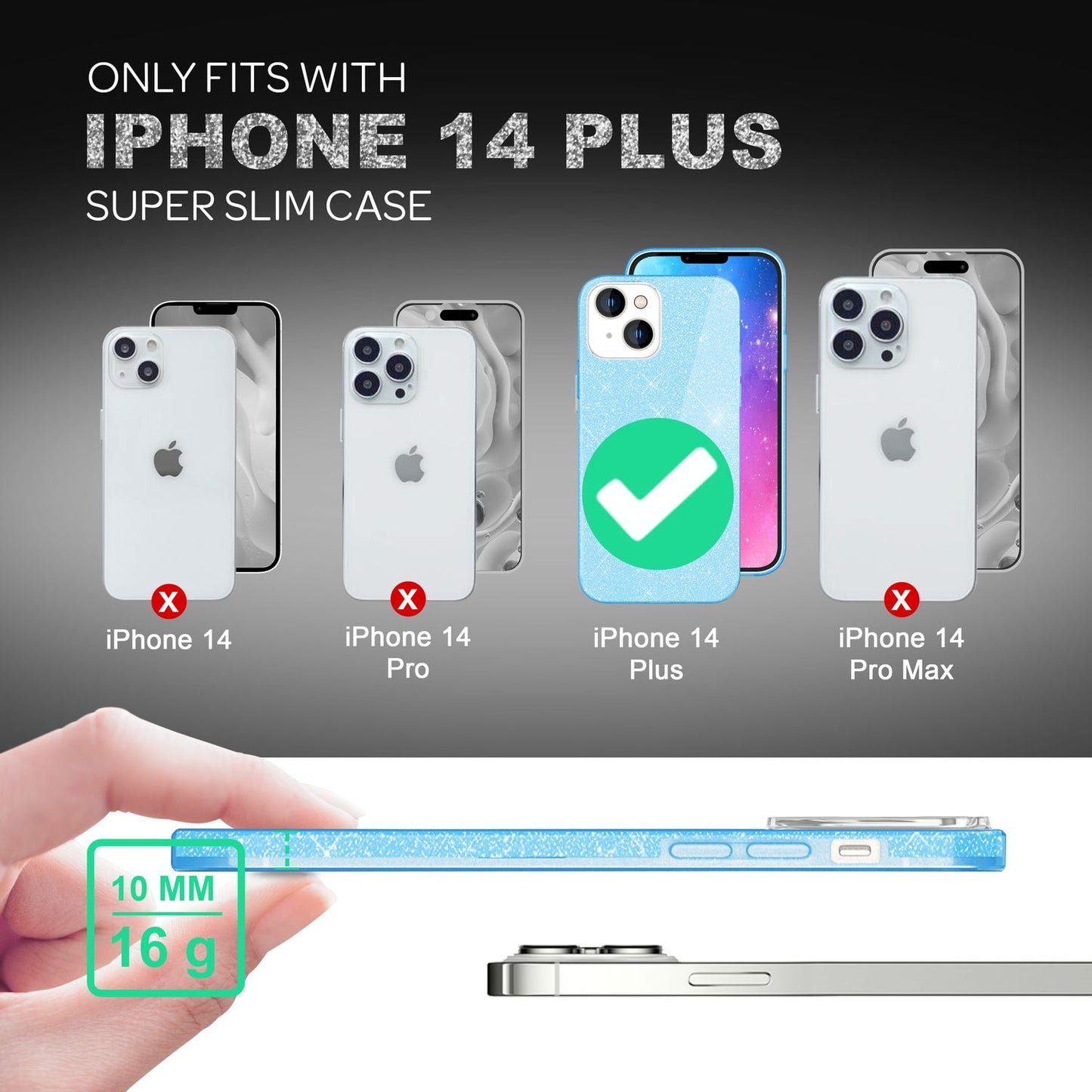 Hulstur fyrir iPhone 14 Plus - Glitrandi hulstur úr sílikoni með glitrandi glimmeri