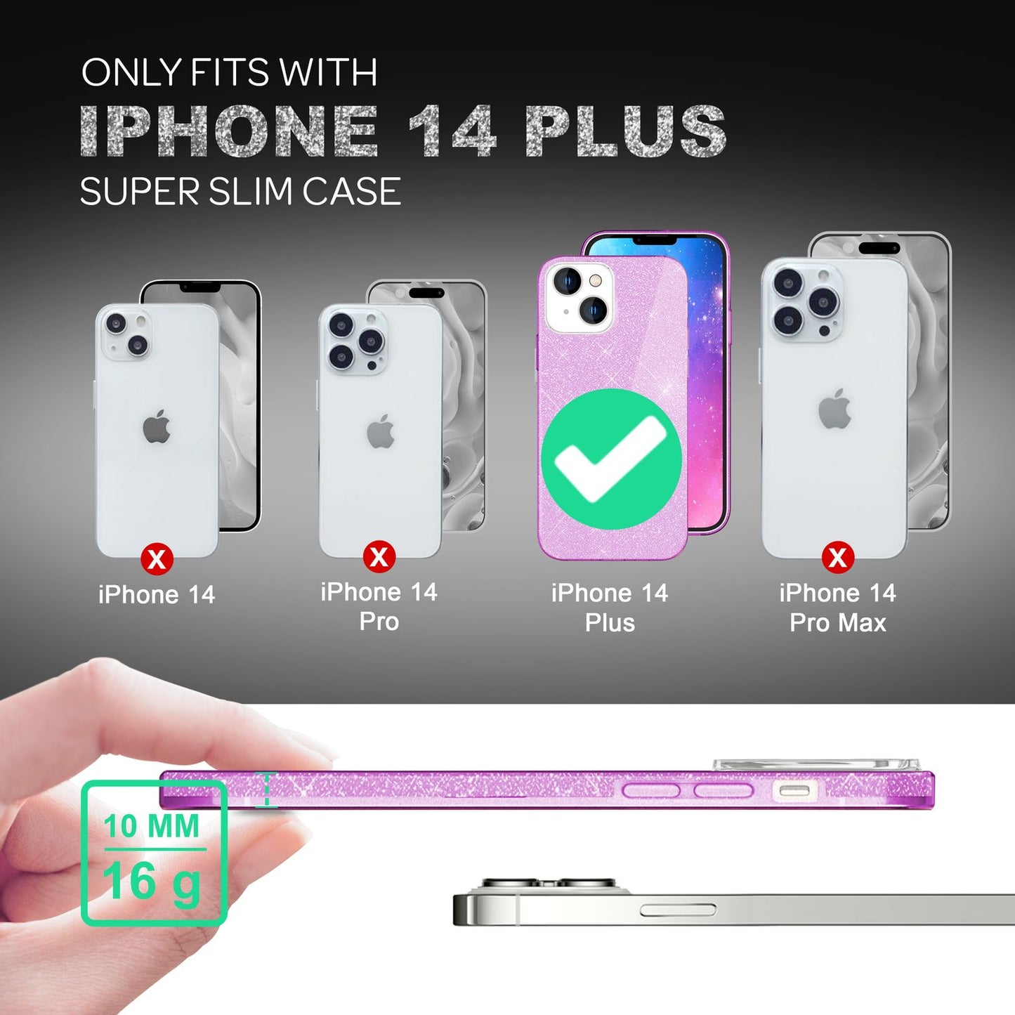 Hulstur fyrir iPhone 14 Plus - Glitrandi hulstur úr sílikoni með glitrandi glimmeri