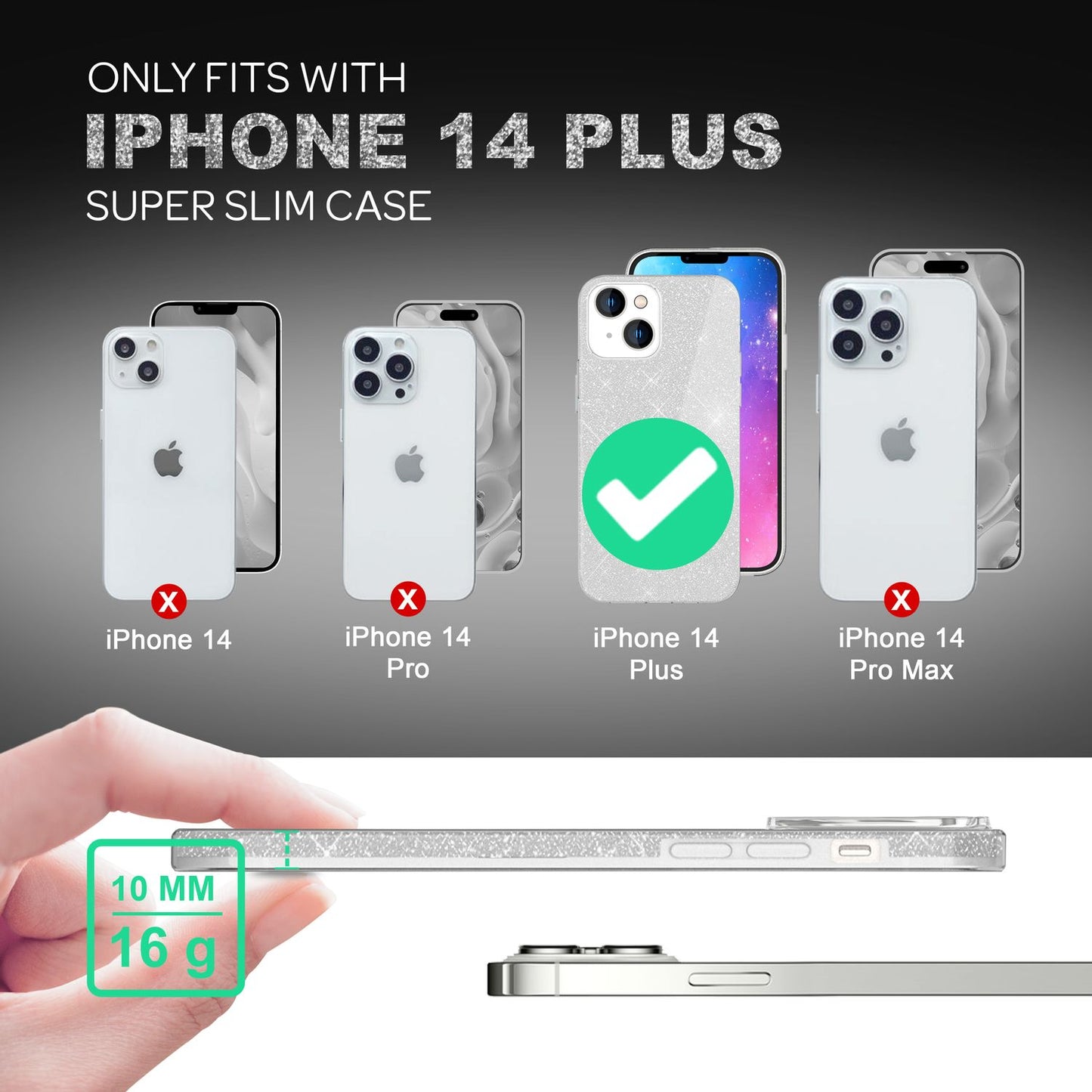 Hulstur fyrir iPhone 14 Plus - Glitrandi hulstur úr sílikoni með glitrandi glimmeri