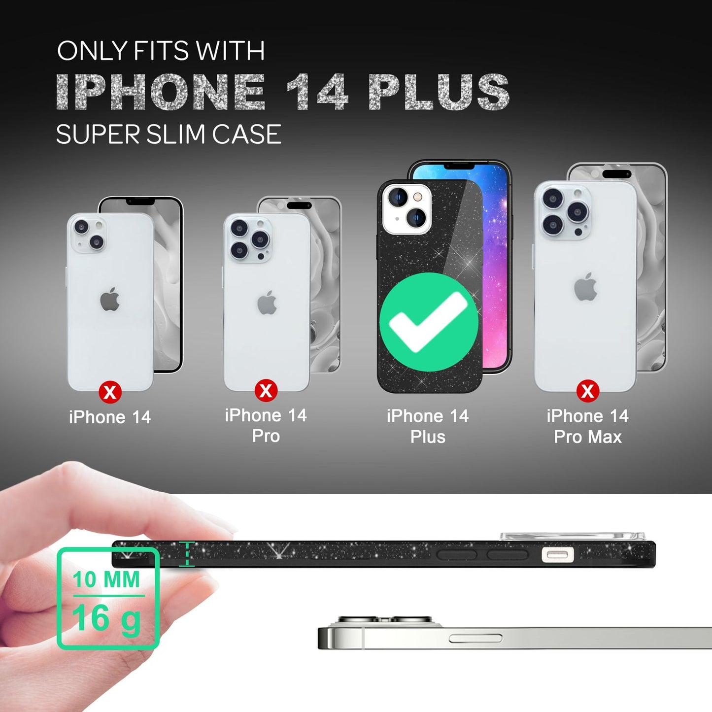 Hulstur fyrir iPhone 14 Plus - Glitrandi hulstur úr sílikoni með glitrandi glimmeri