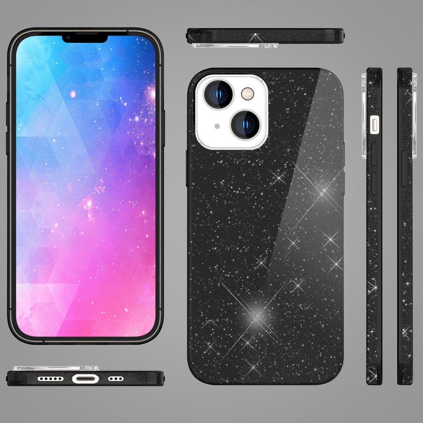 Hulstur fyrir iPhone 14 Plus - Glitrandi hulstur úr sílikoni með glitrandi glimmeri