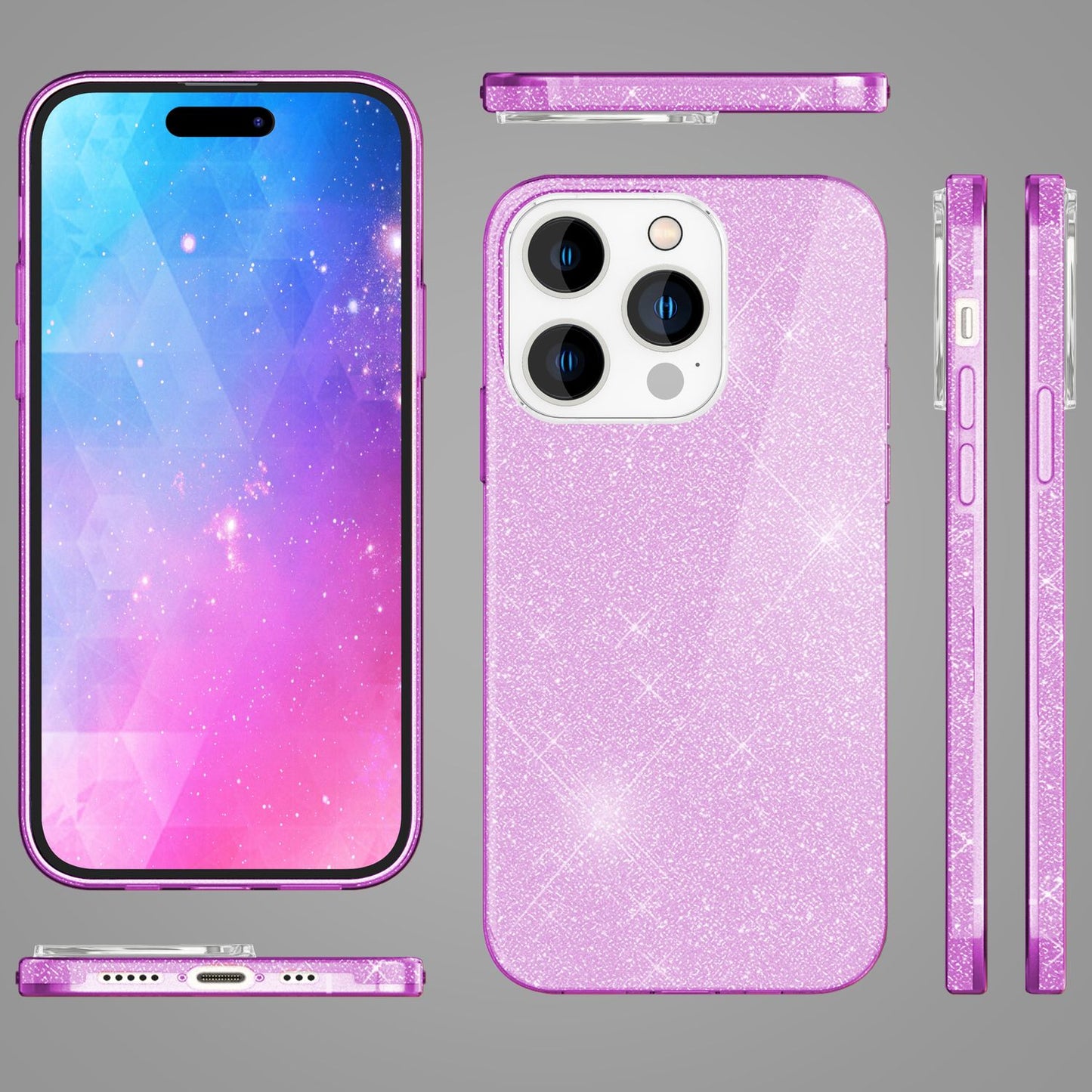 Case for iPhone 14 Pro Max - Glitter Silicone Phone Case Diamond Glitter Case