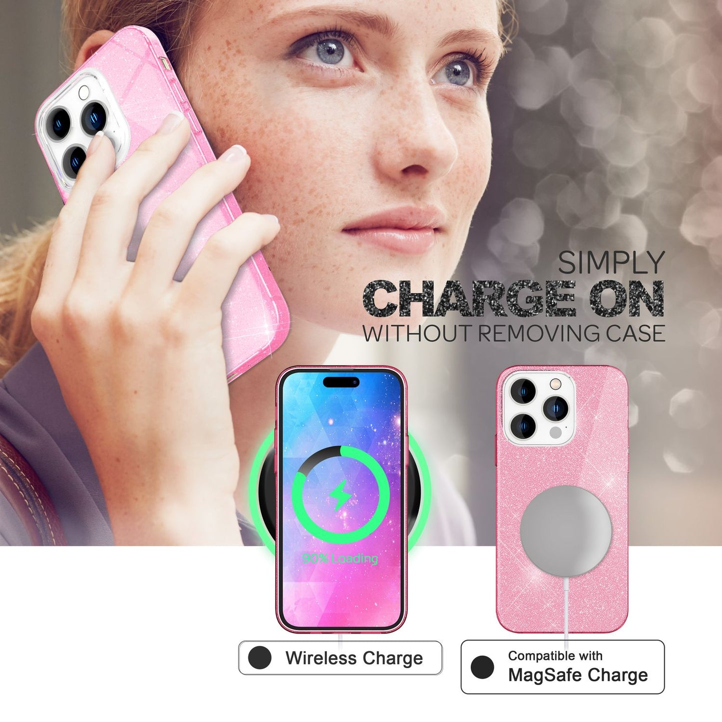 Case for iPhone 14 Pro Max - Glitter Silicone Phone Case Diamond Glitter Case