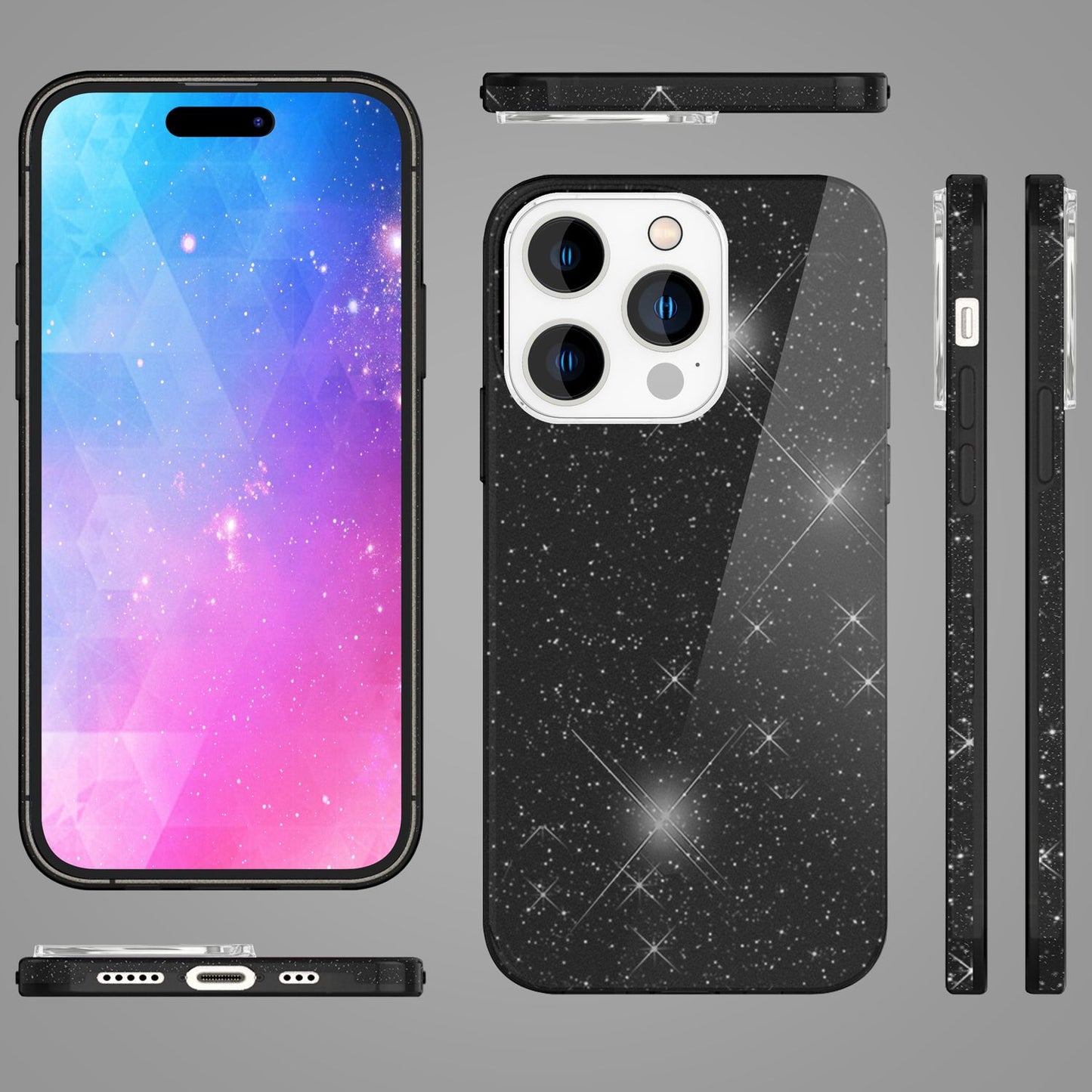 Case for iPhone 14 Pro Max - Glitter Silicone Phone Case Diamond Glitter Case