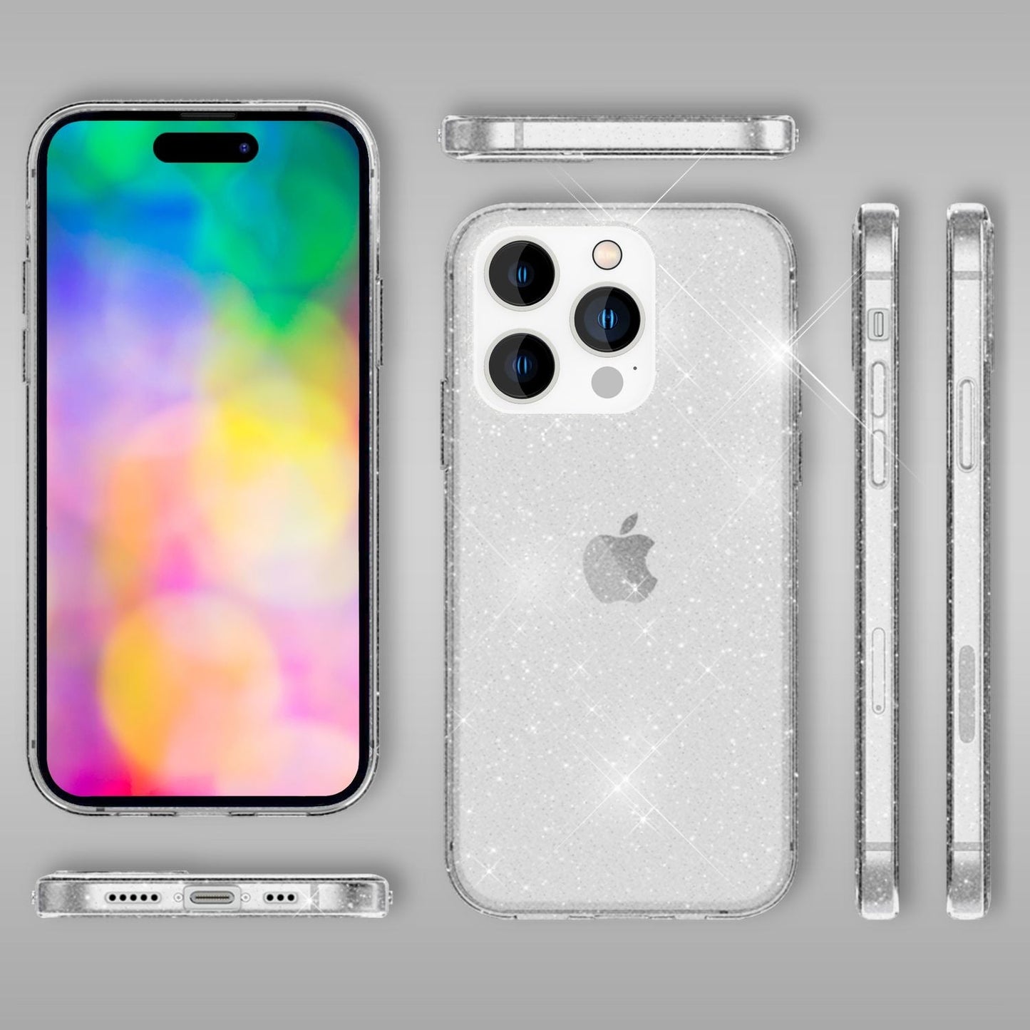 Case for iPhone 14 Pro Max - Glitter Phone Case, Transparent Bling Glitter Case