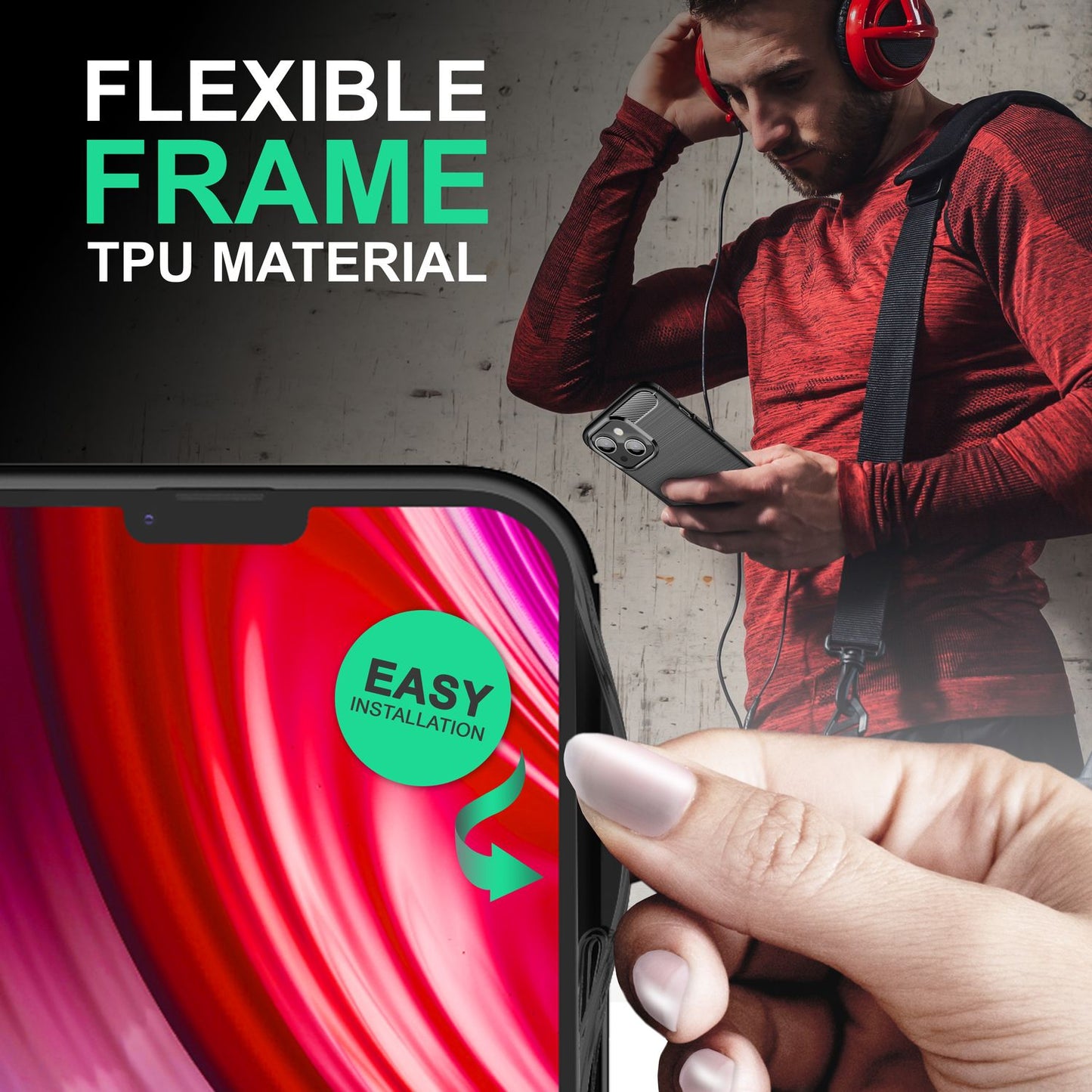 For iPhone 14 Plus Case Carbon Look Black Non-Slip Phone Case Protective Case