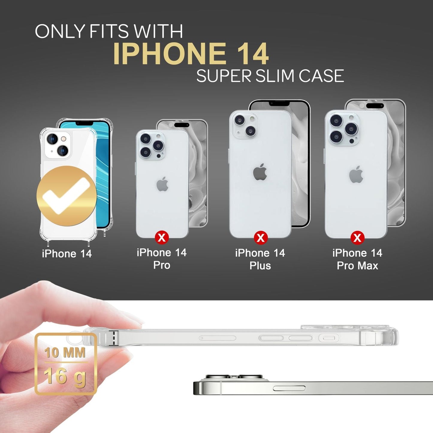 iPhone 14 Case with Chain - Clear Phone Case with Cord Strap for Wearing Around Your Neck