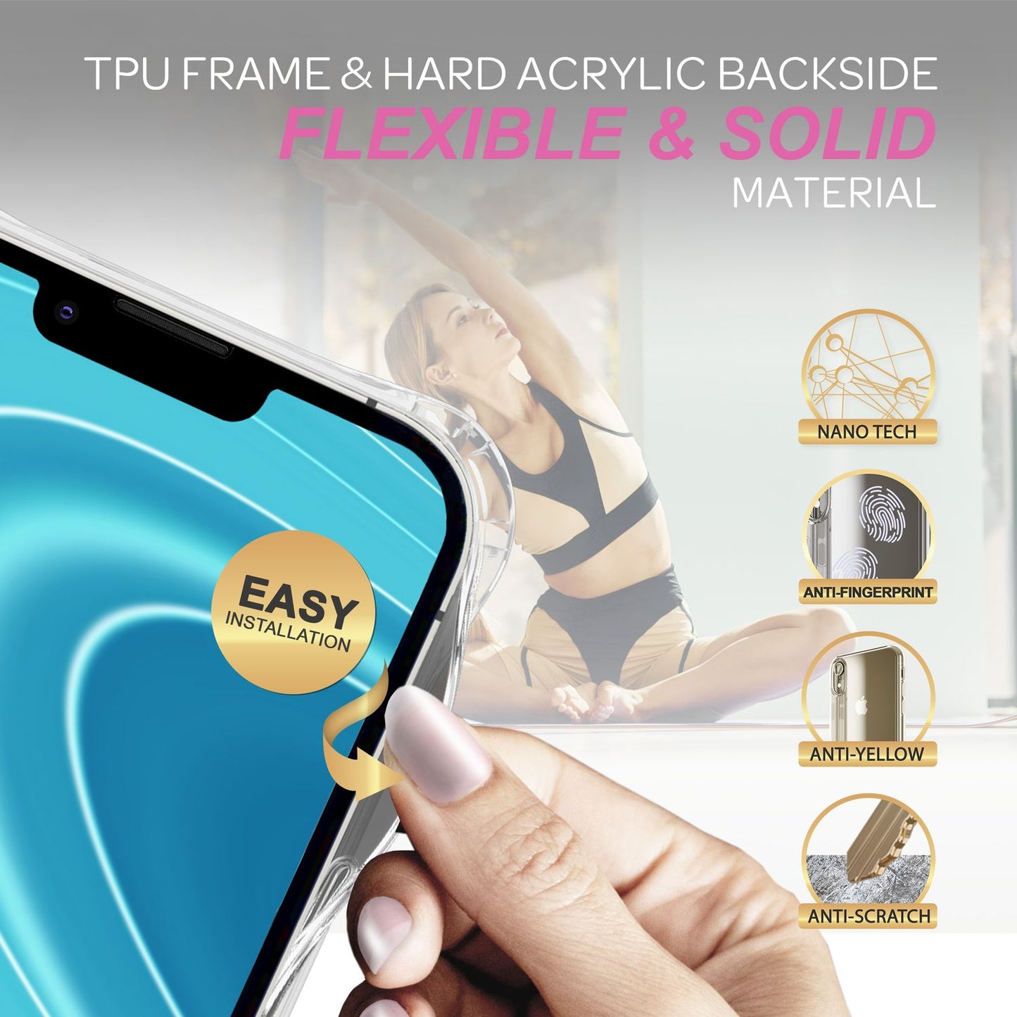 iPhone 14 Case with Chain - Clear Phone Case with Cord Strap for Wearing Around Your Neck