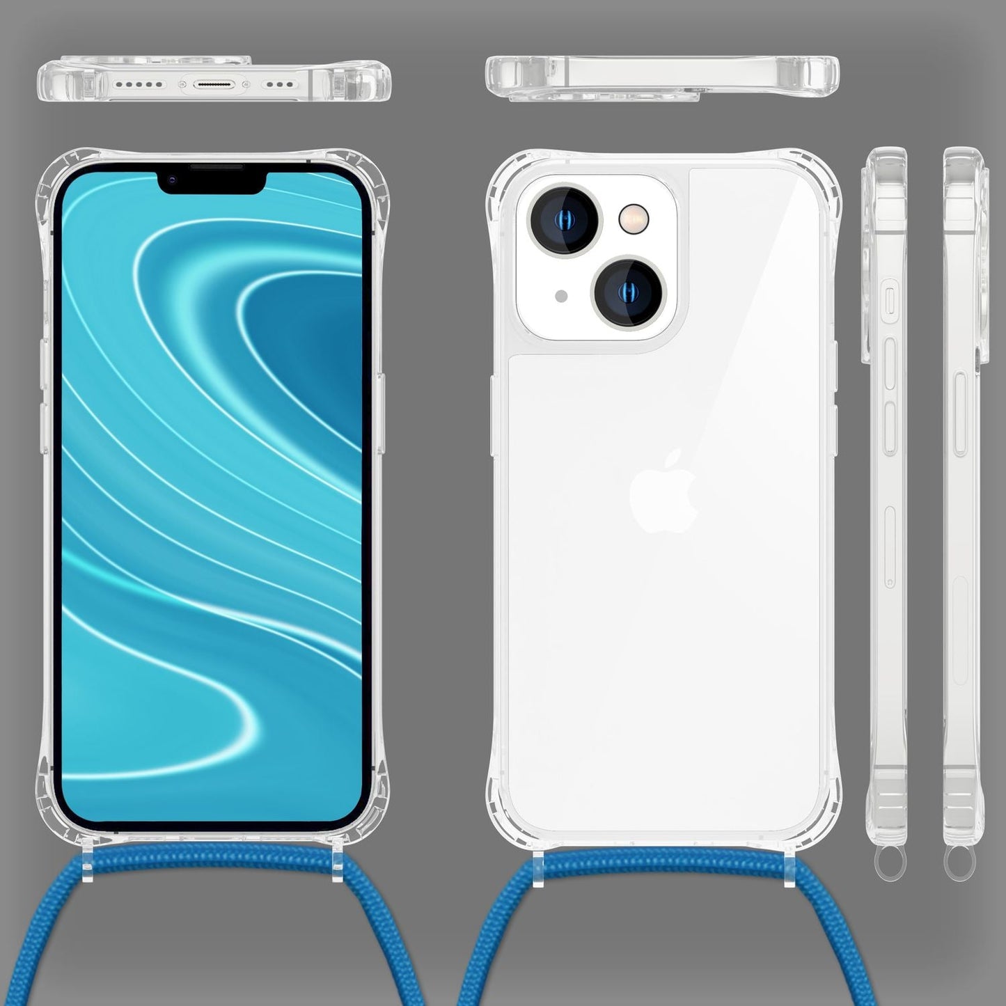 iPhone 14 Case with Chain - Clear Phone Case with Cord Strap for Wearing Around Your Neck