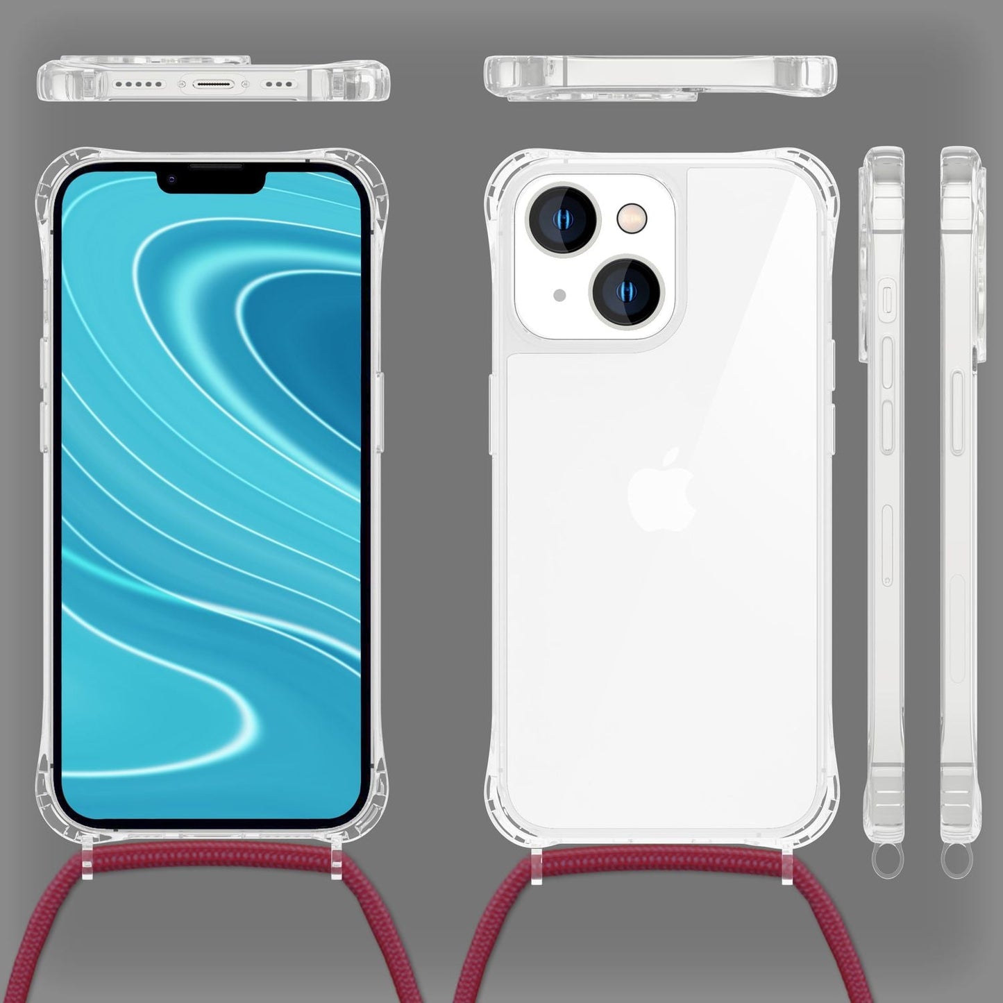 iPhone 14 Case with Chain - Clear Phone Case with Cord Strap for Wearing Around Your Neck