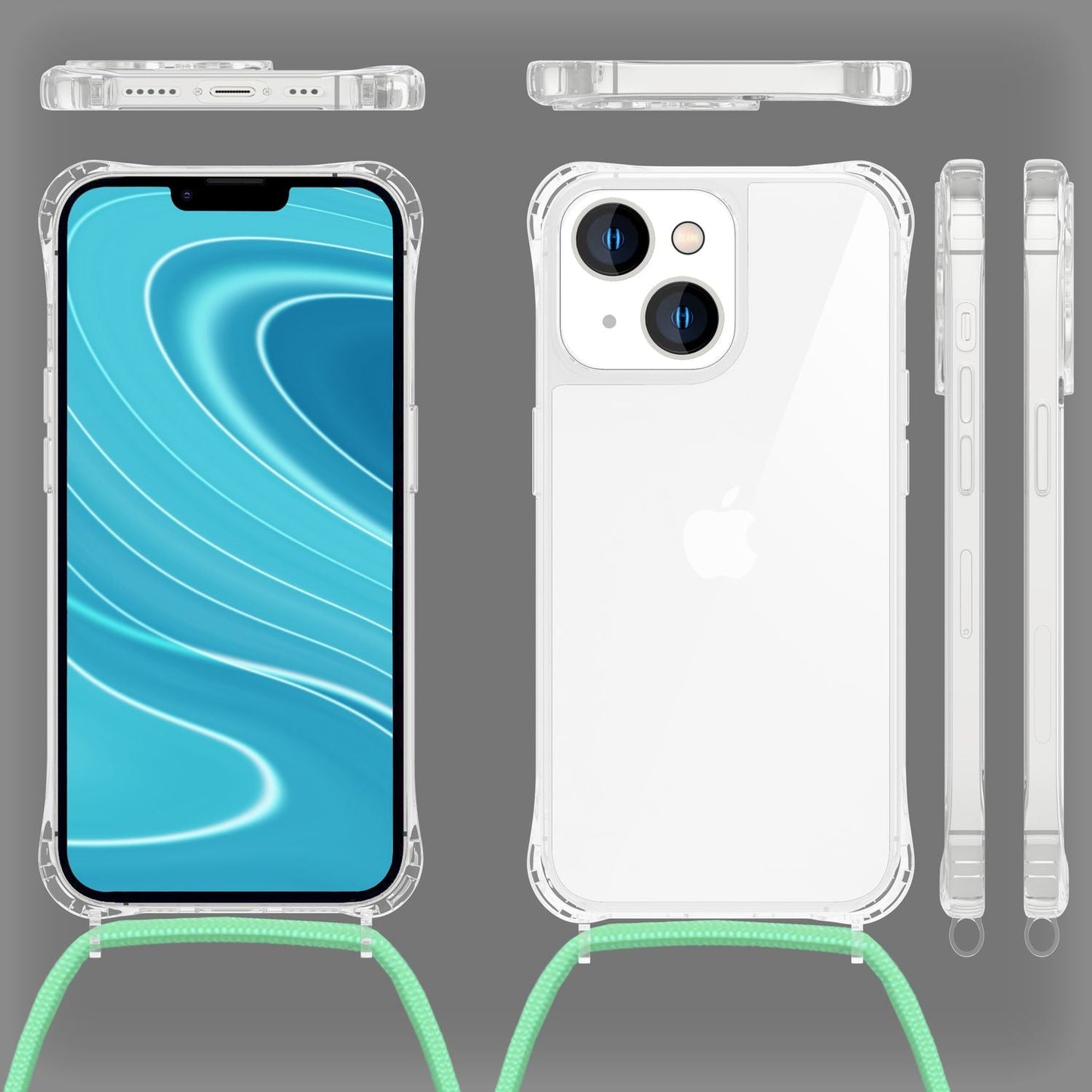 Für iPhone 14 Plus Hülle mit Band Handyhülle Schnur Handykette Kordel Umhängen