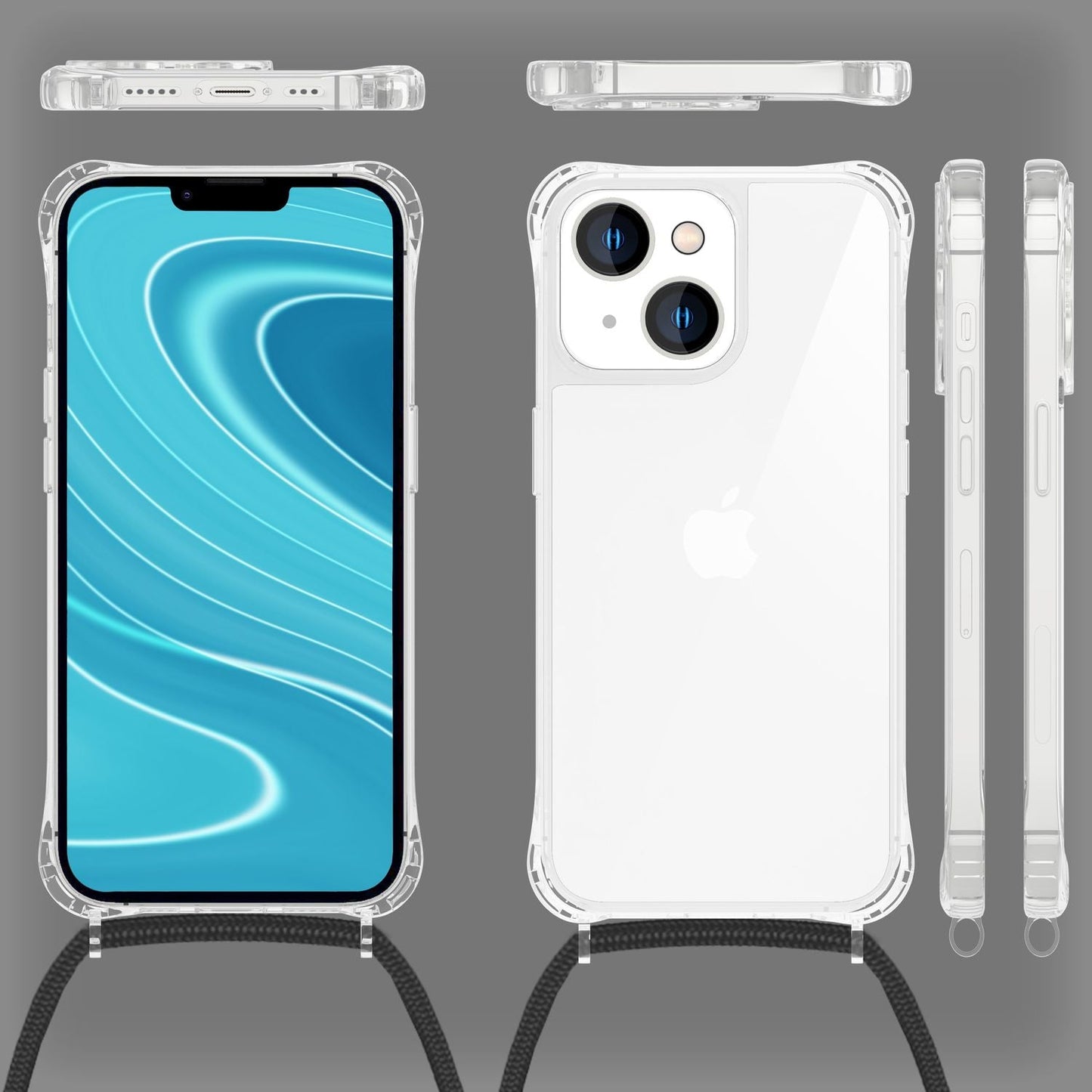 Für iPhone 14 Plus Hülle mit Band Handyhülle Schnur Handykette Kordel Umhängen