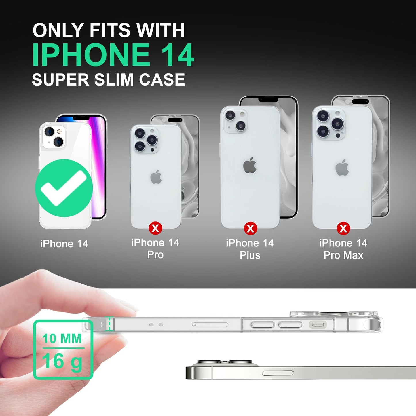 Clear case for iPhone 14 - Transparent, scratch-resistant, anti-yellowing clear acrylic cover