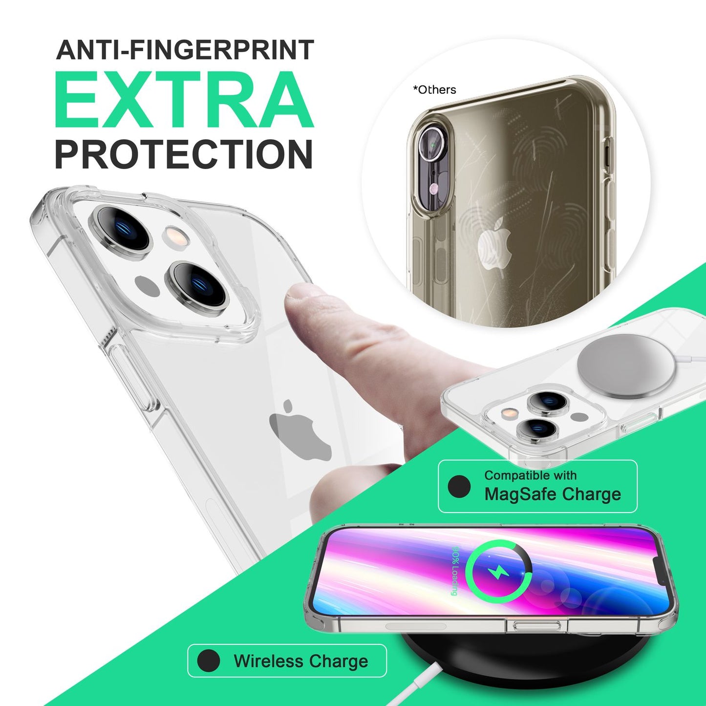 Clear case for iPhone 14 - Transparent, scratch-resistant, anti-yellowing clear acrylic cover