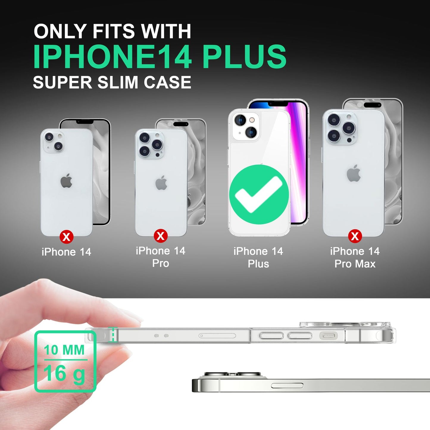For iPhone 14 Plus Case Clear Transparent Crystal Cover