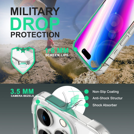 Glært hulstur fyrir iPhone 14 Pro Max - Gagnsætt rispuþolið akrýlhulstur sem gular ekki upp