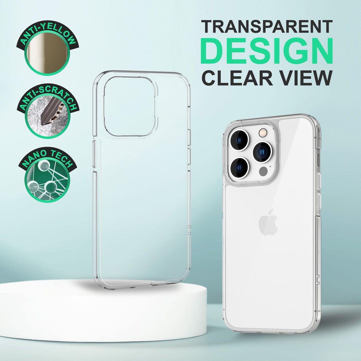 Klare Hülle für iPhone 14 Pro Max - Transparent Kratzfest Anti-Gelb Acryl Cover