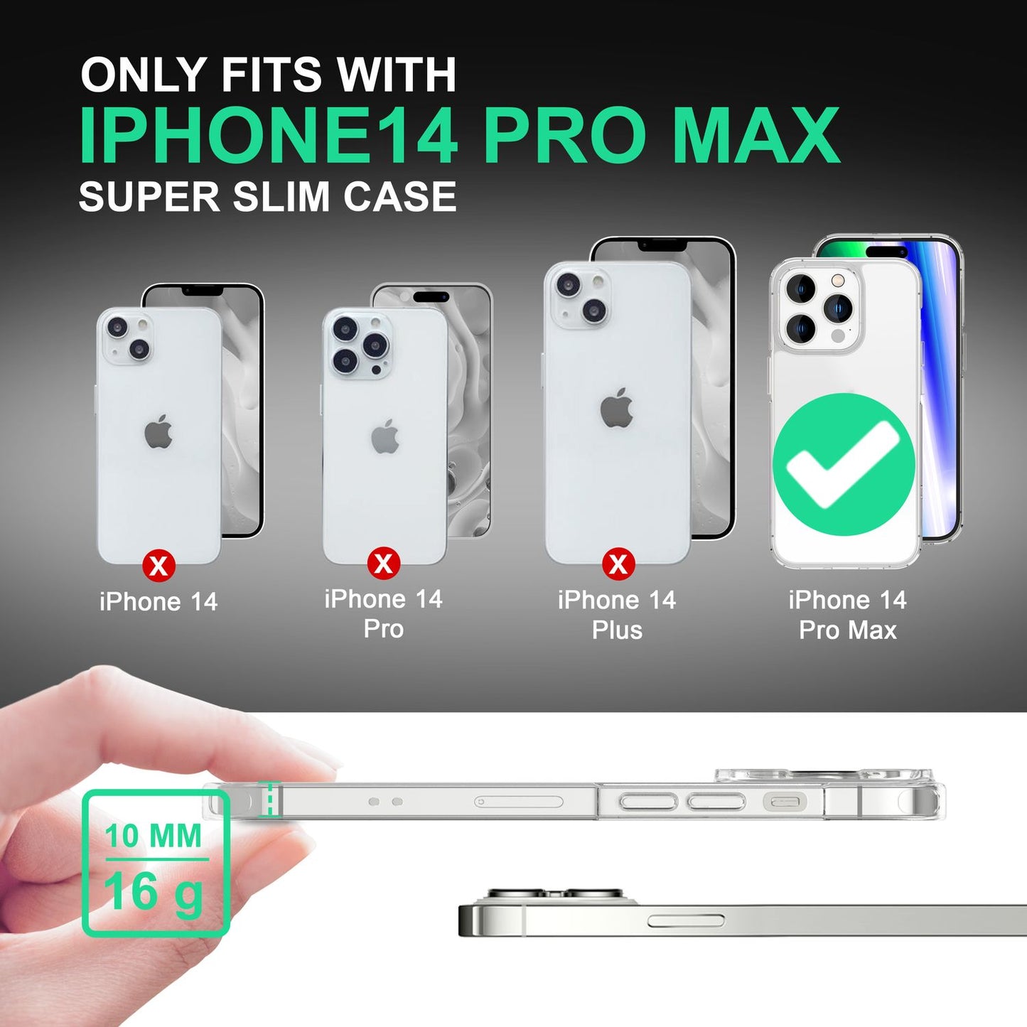 Hulstur fyrir iPhone 14 Pro Max - Matt gegnsætt, fingrafaravarið, rispuvarið