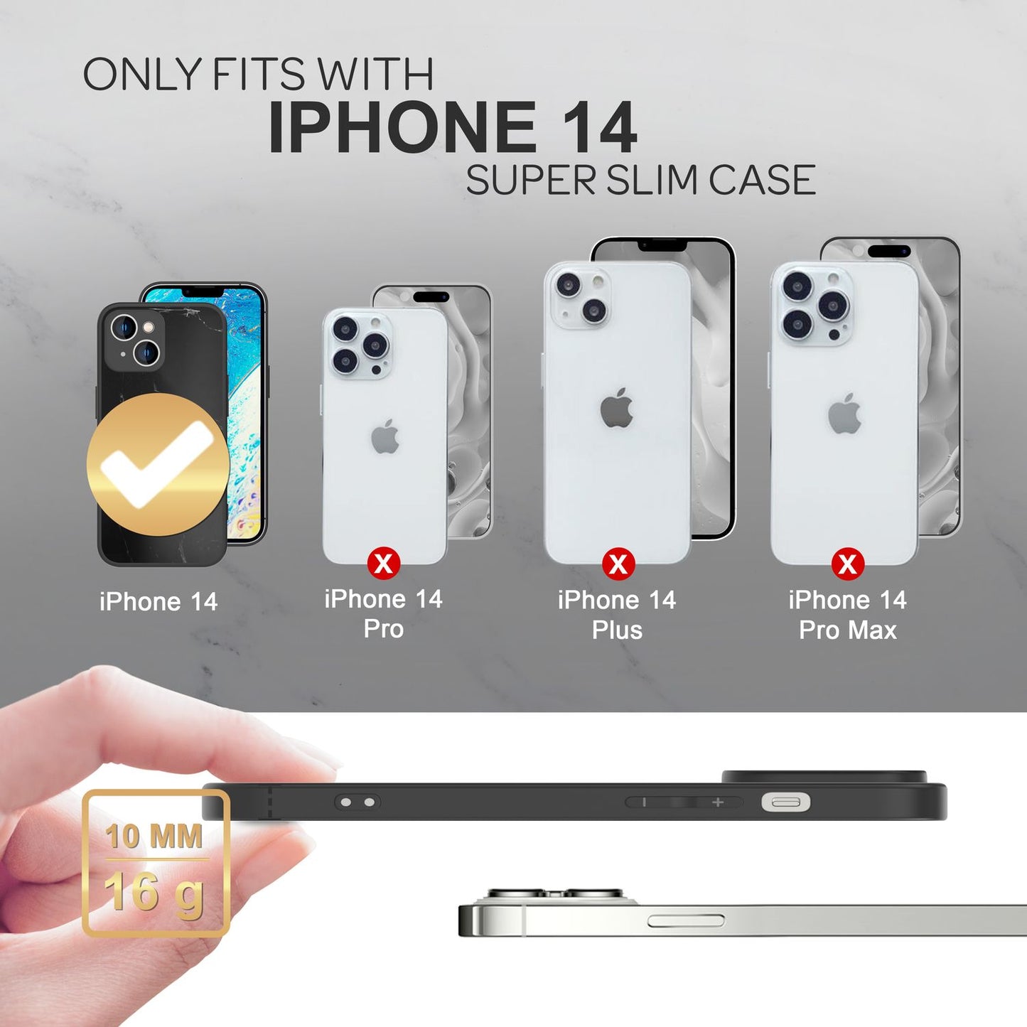Glass case for iPhone 14, marble look hard case silicone frame phone protective cover