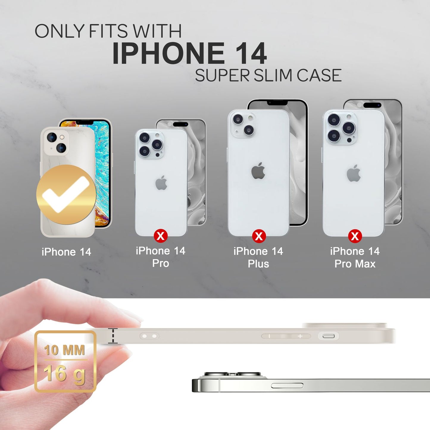 Glass case for iPhone 14, marble look hard case silicone frame phone protective cover