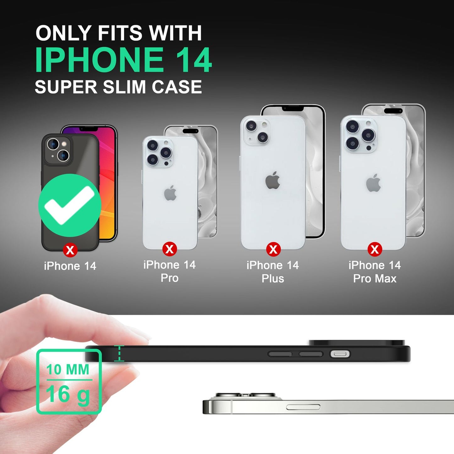 Hybrid hulstur fyrir iPhone 14 - Matt gegnsætt hart hulstur með sílikonhlífðarramma