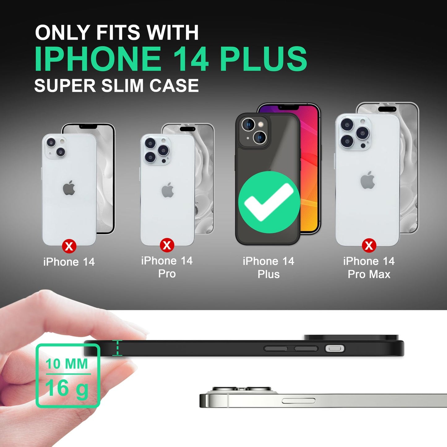 Fyrir iPhone 14 Plus hulstur, blendingur, mattur, gegnsær, höggvörn fyrir síma