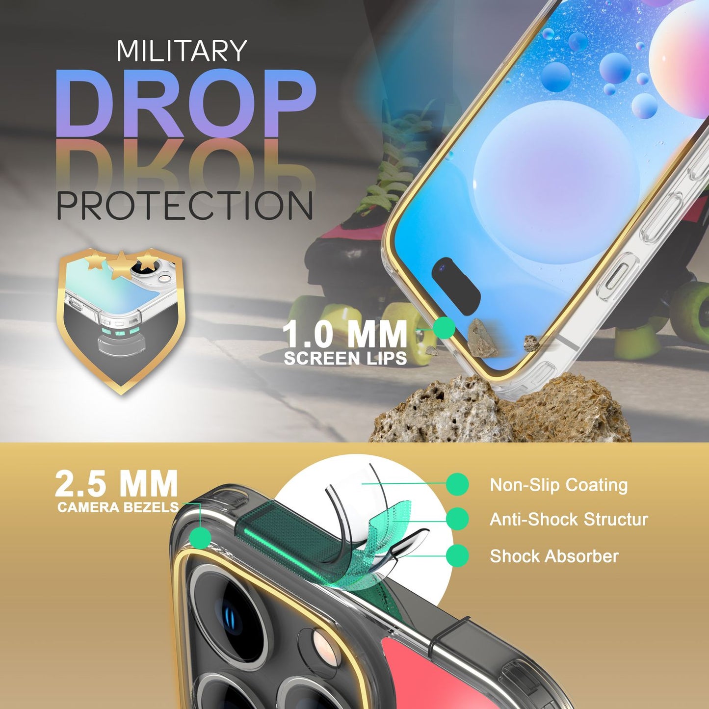 Color-changing case for iPhone 14 Pro - Translucent color effect, scratch-resistant, robust