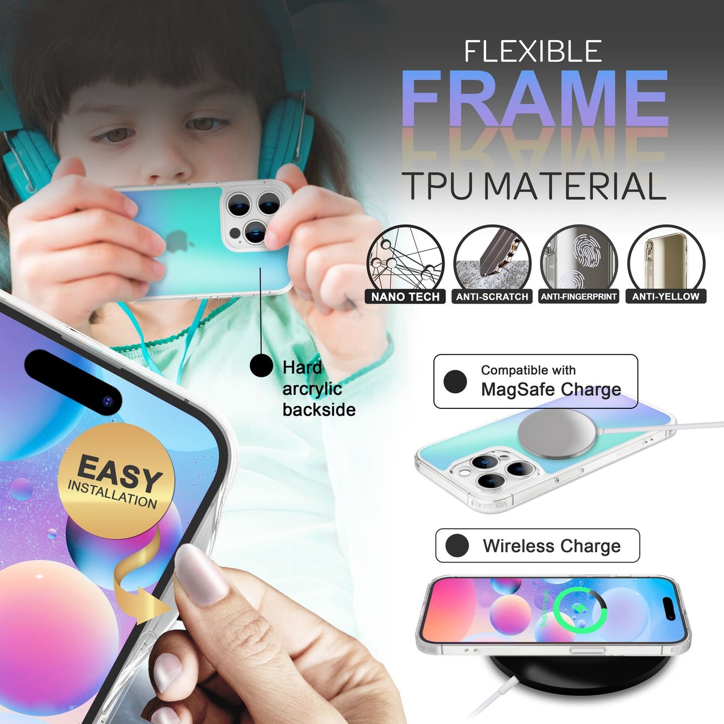 Color-changing case for iPhone 14 Pro - Translucent color effect, scratch-resistant, robust