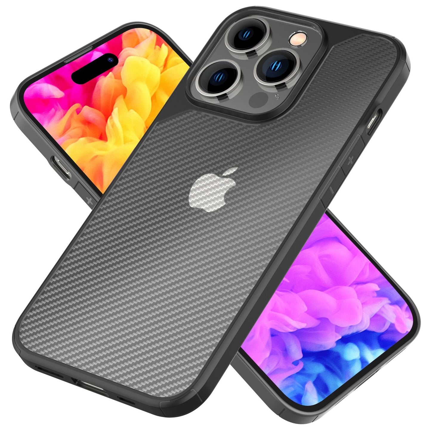Case for iPhone 14 Pro - Carbon Look Case Semi-Transparent Matte Translucent