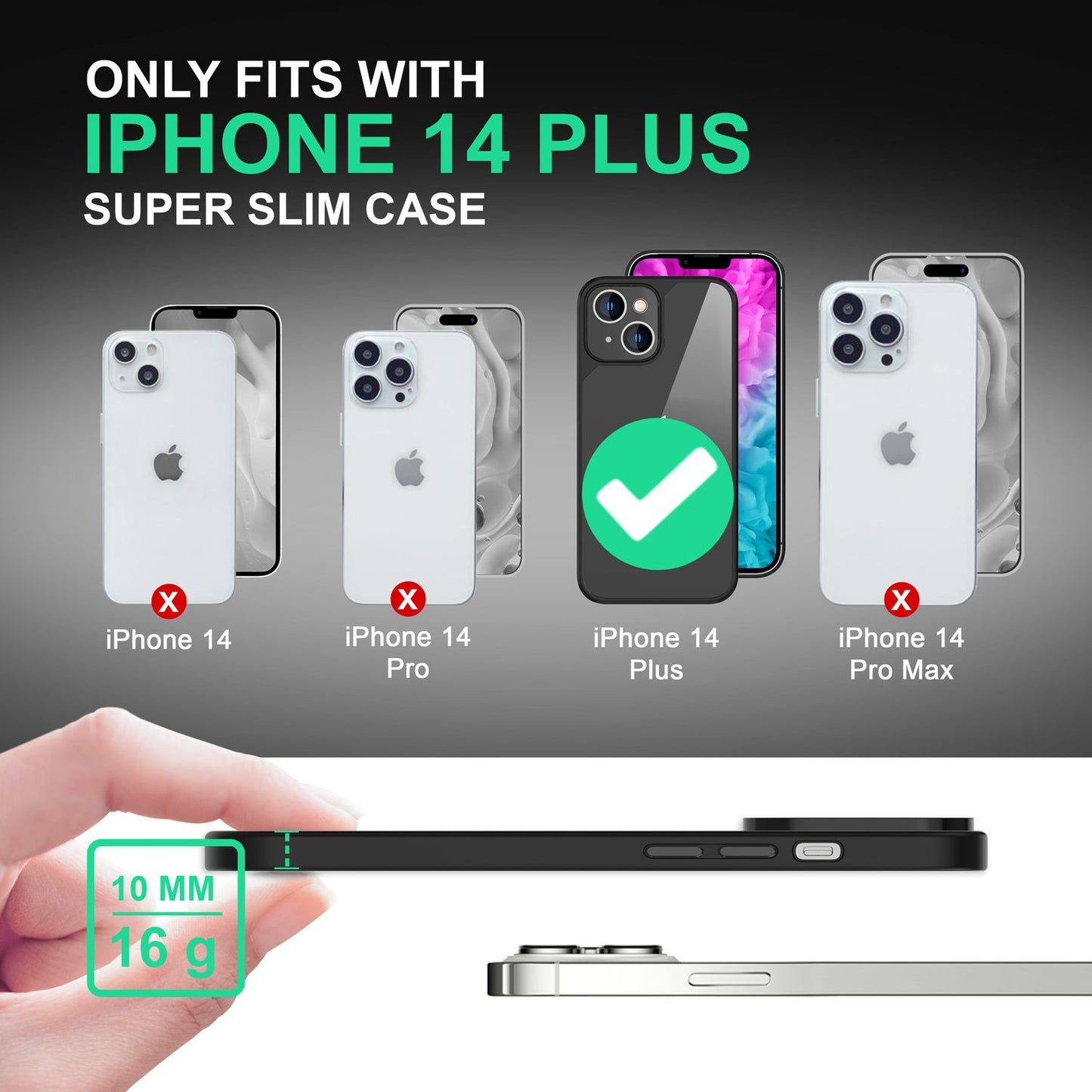 For iPhone 14 Plus Case Clear Hybrid Transparent Protective Frame Phone Case Cover