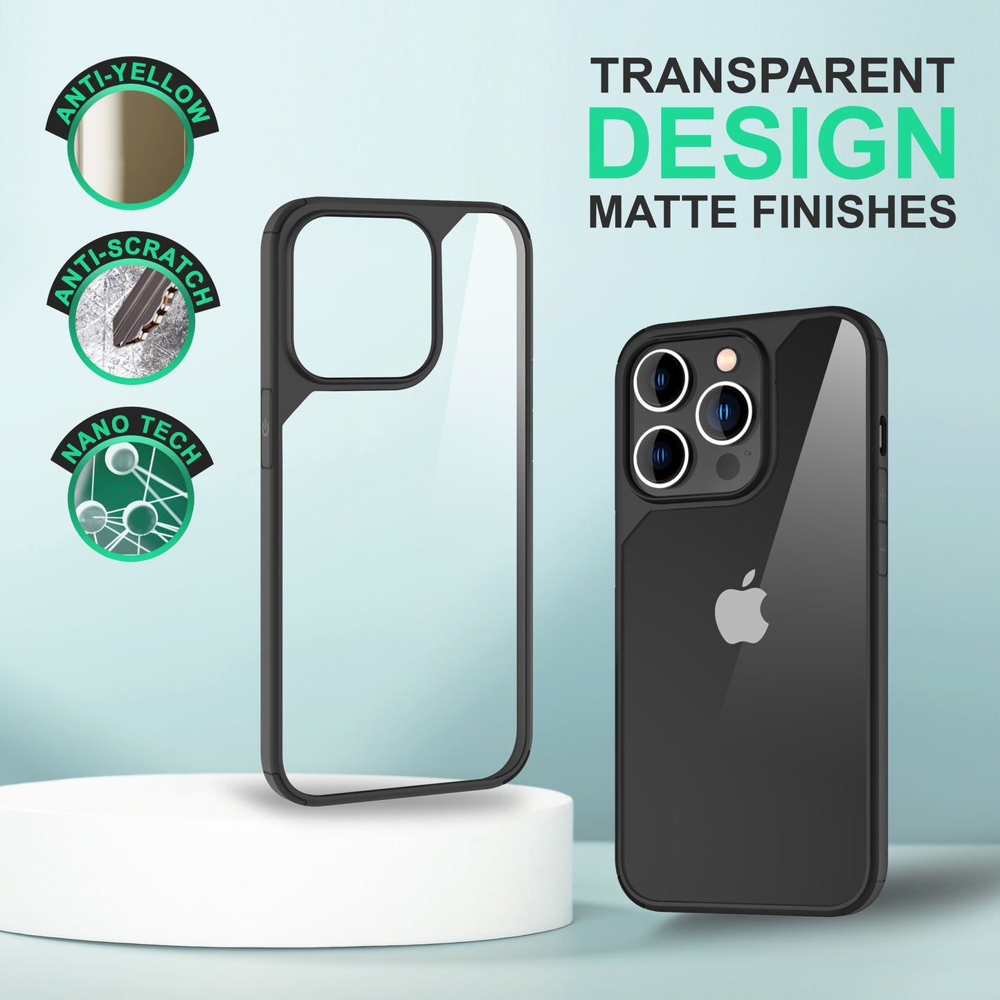 Hybrid Case for iPhone 14 Pro - Clear Transparent Acrylic Cover Protective Frame Case