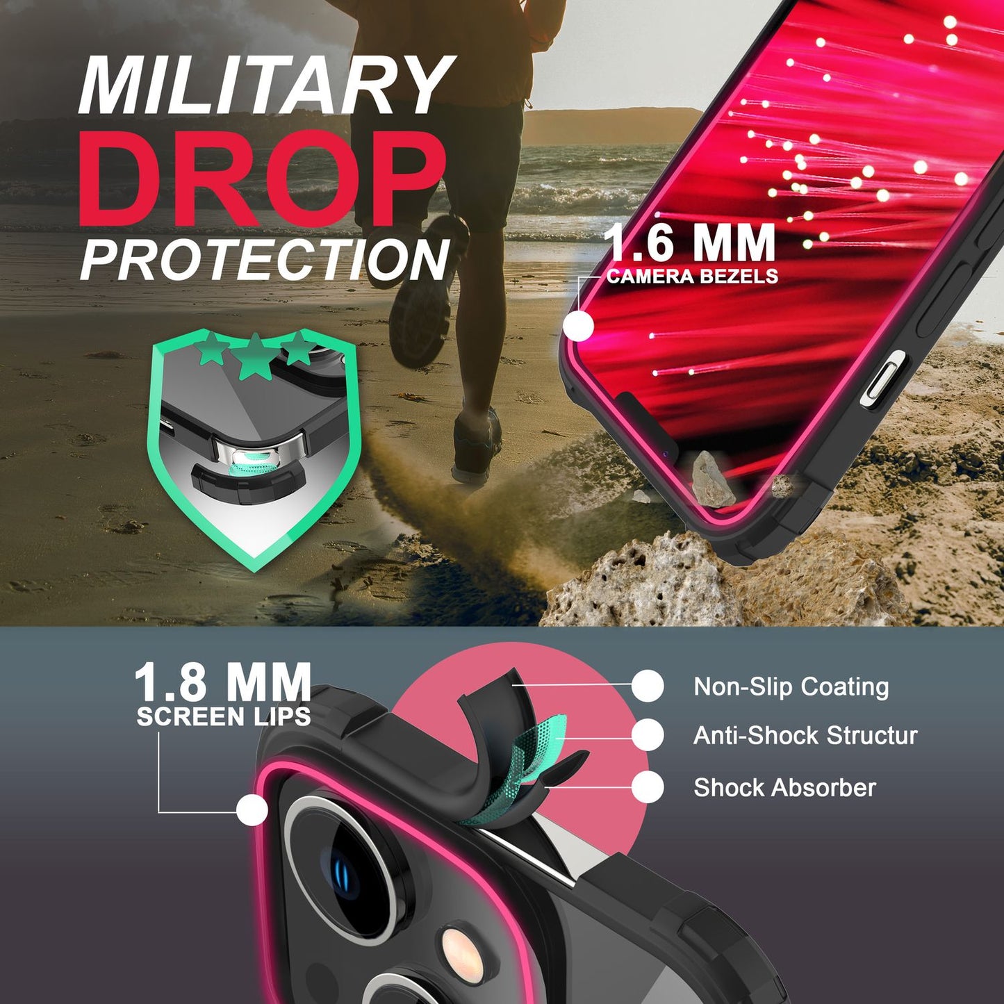 For iPhone 14 Plus Case Ring Case Clear Transparent Protective Frame Phone Case