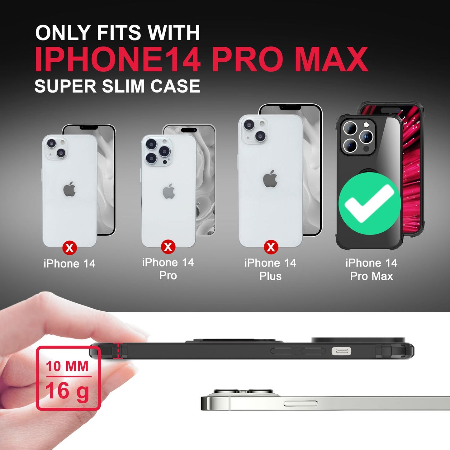 Ring Case for iPhone 14 Pro Max - Clear Transparent Protective Frame 360° Ring Case
