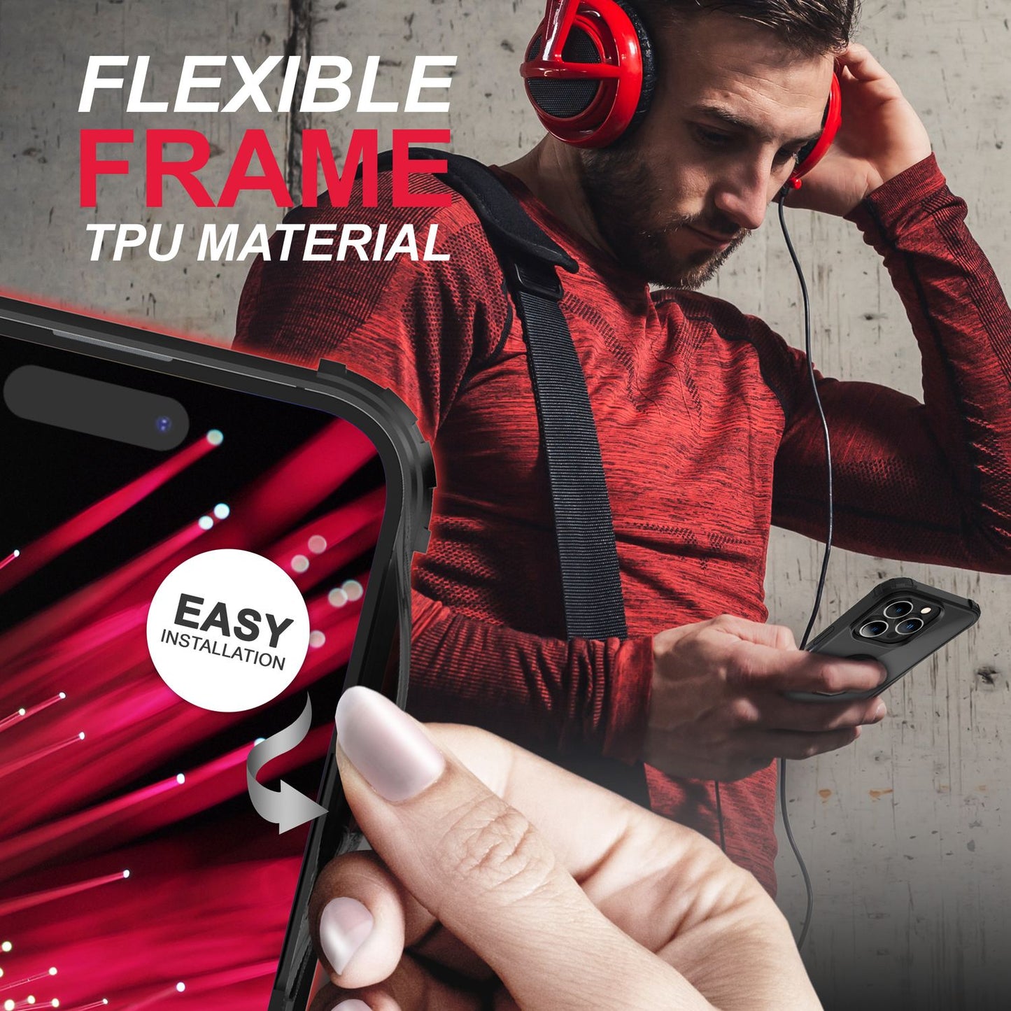 Ring Case for iPhone 14 Pro Max - Clear Transparent Protective Frame 360° Ring Case