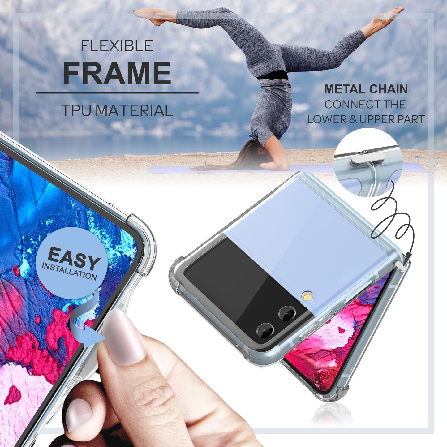 Case for Samsung Galaxy Z Flip4 Clear Scratch-resistant Anti-yellowing Hard Cover Protective Case