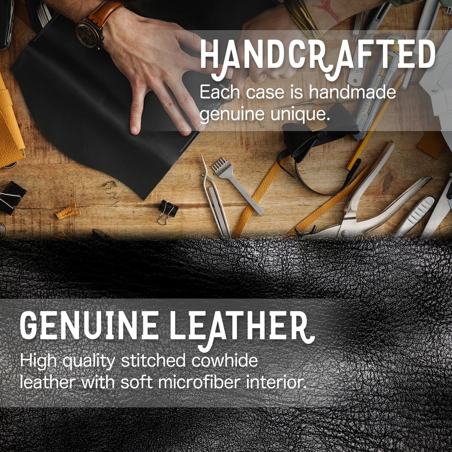 Echt Leder Hülle für iPhone 14 Plus, RFID Schutz Flipcase Klapphülle Schutzhülle