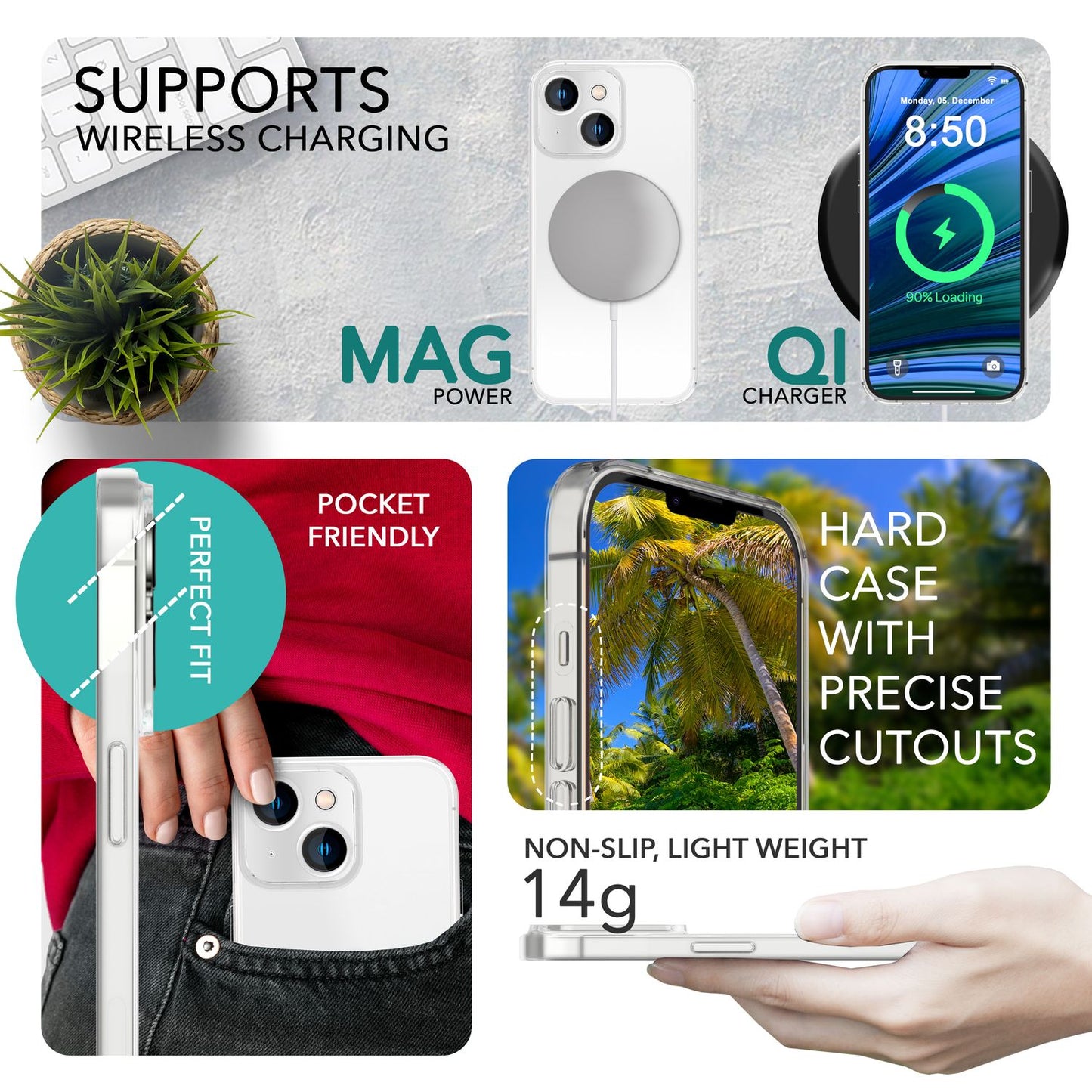 Ultra-thin case for iPhone 14 Plus, slim 0.3mm transparent protective phone case