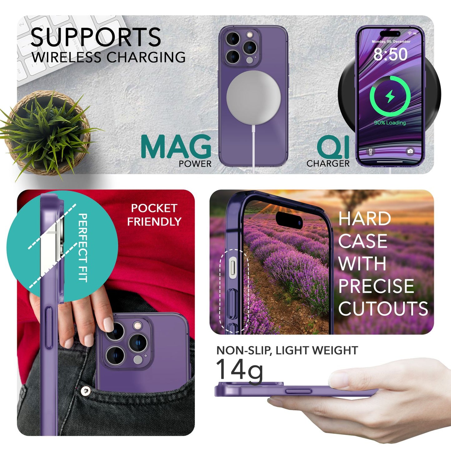 Ofurþunnt hulstur fyrir iPhone 14 Pro Max, þunnt 0,3 mm gegnsætt símahulstur