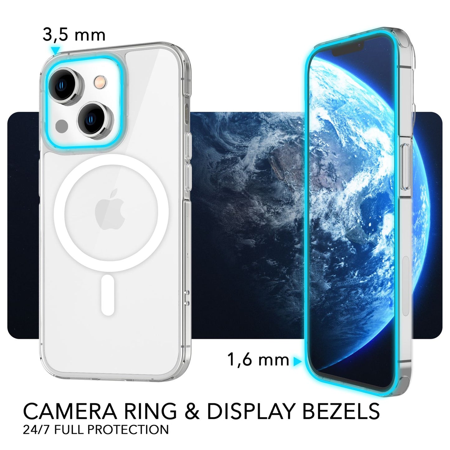 MagPower hlífðarhulstur fyrir iPhone 14, gegnsætt, rispuþolið símahulstur