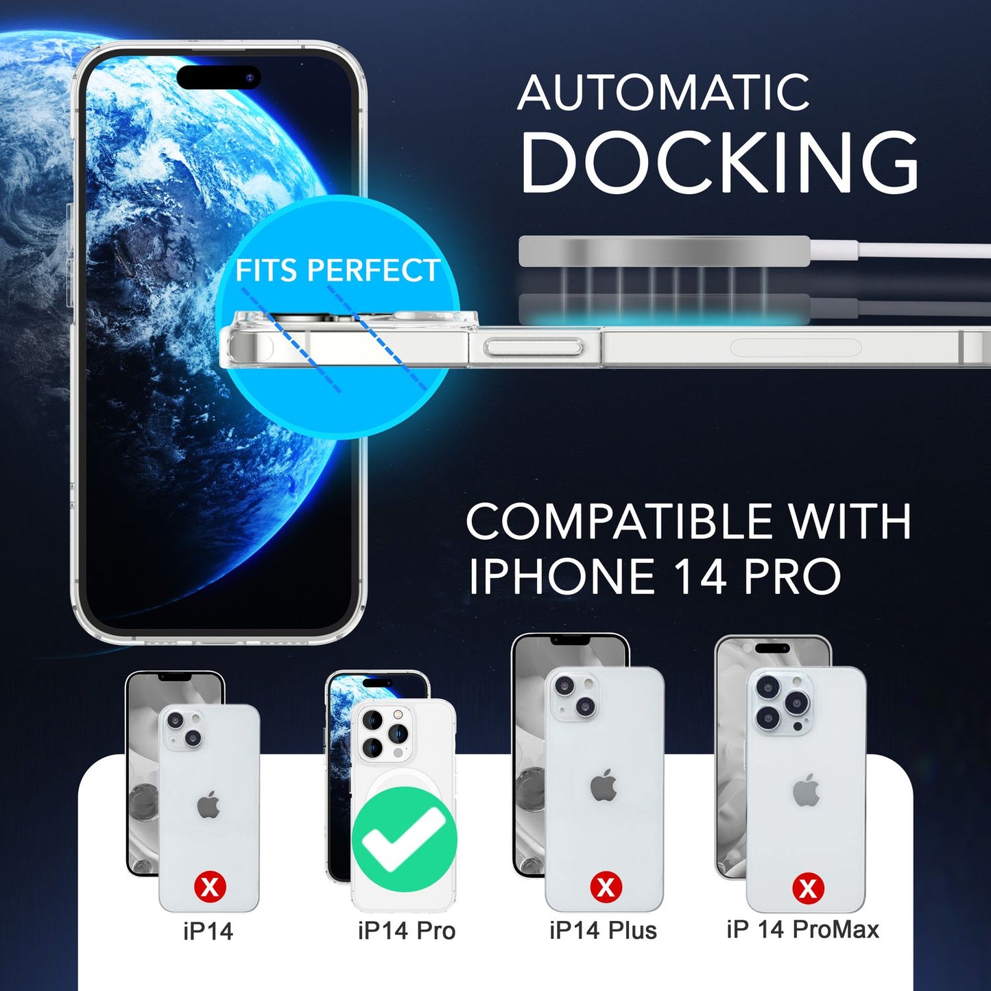 MagPower Protective Case for iPhone 14 Pro, Clear Scratch-Resistant Phone Case Transparent