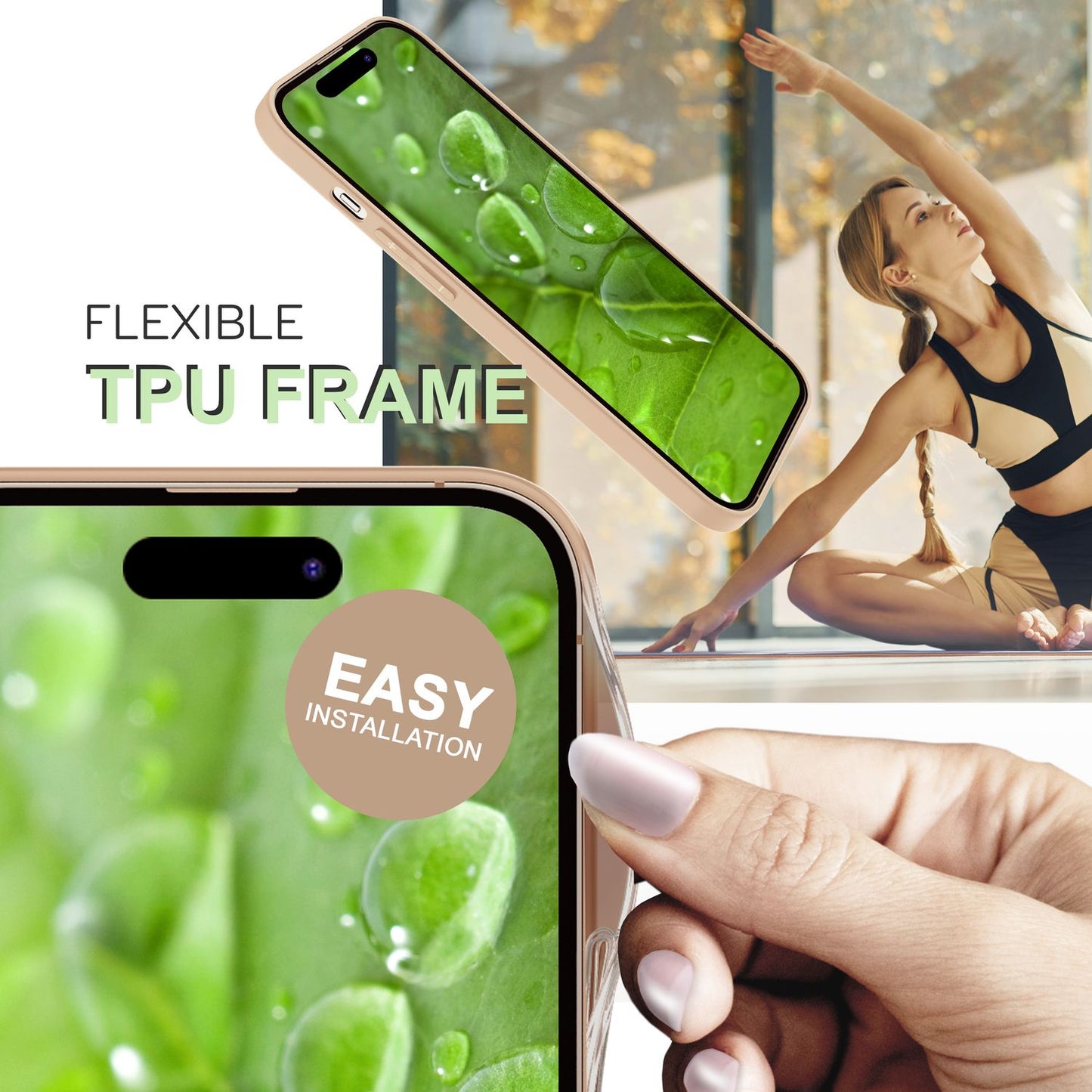 Hülle mit Natur Kork für iPhone 14 Pro, Schutzhülle TPU Handyhülle Cork Cover