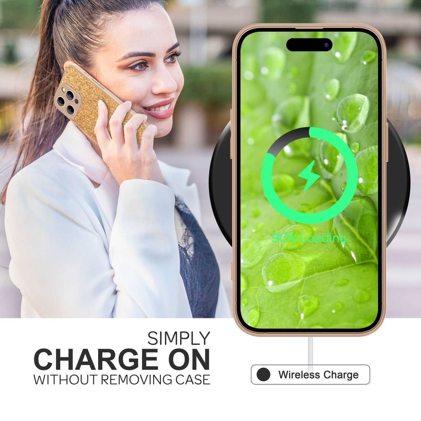 Hulstur úr náttúrulegum korki fyrir iPhone 14 Pro Max, TPU símahulstur, korkhulstur