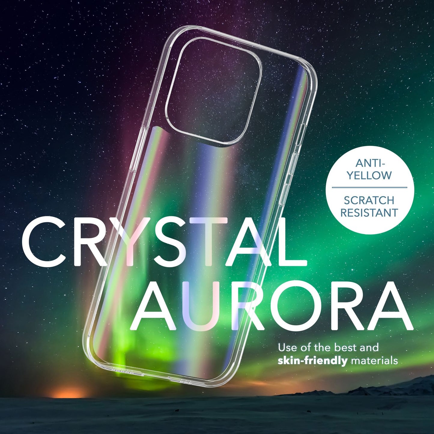 Glass Case for iPhone 14 Plus, Clear Rainbow Effect Shimmering Protective Cover