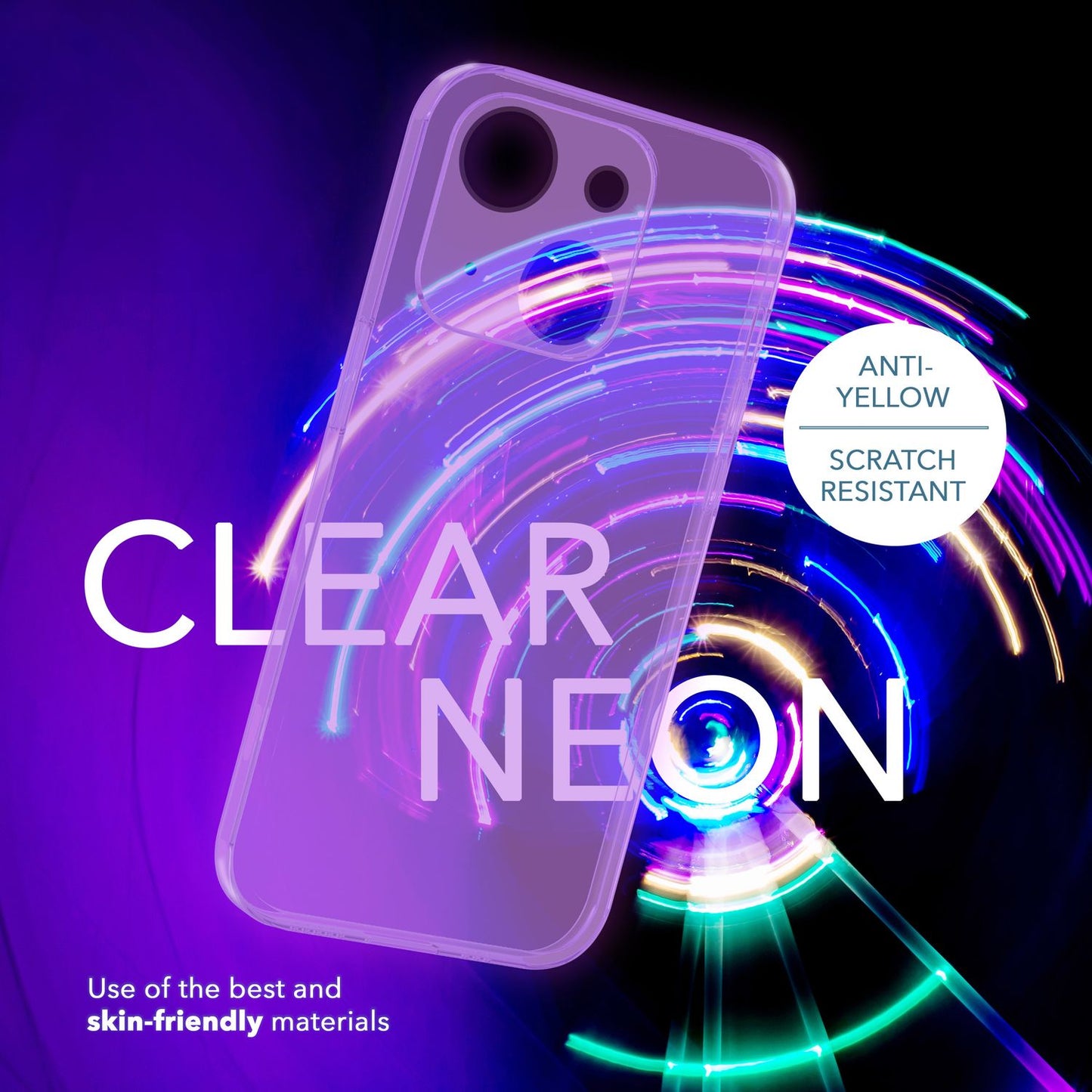 Neon Case for iPhone 14, Translucent Colorful Luminous Phone Case Protective Case