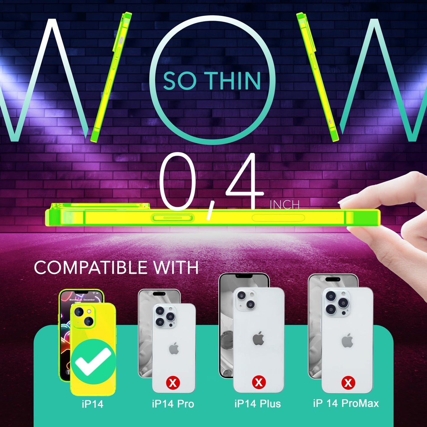 Neon Case for iPhone 14, Translucent Colorful Luminous Phone Case Protective Case