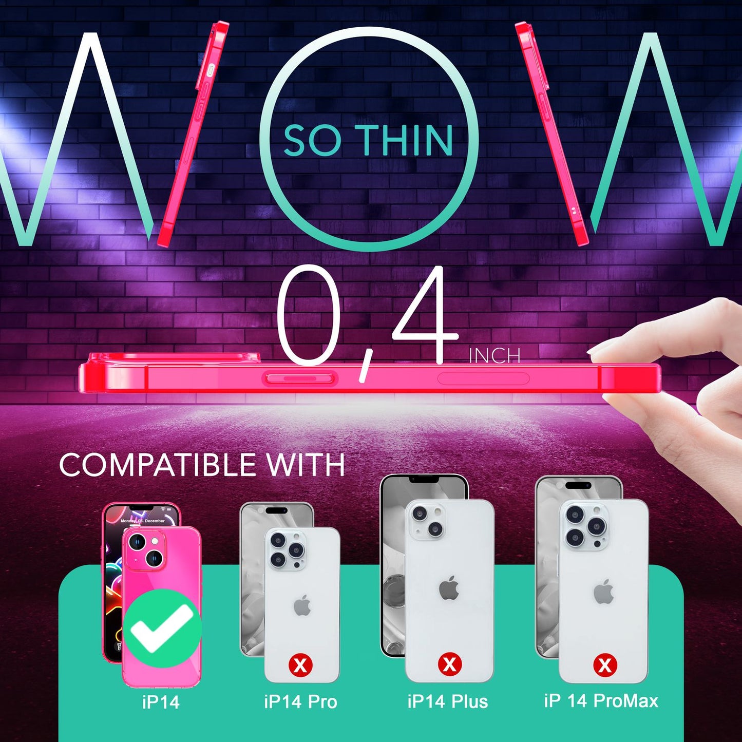 Neon Case for iPhone 14, Translucent Colorful Luminous Phone Case Protective Case