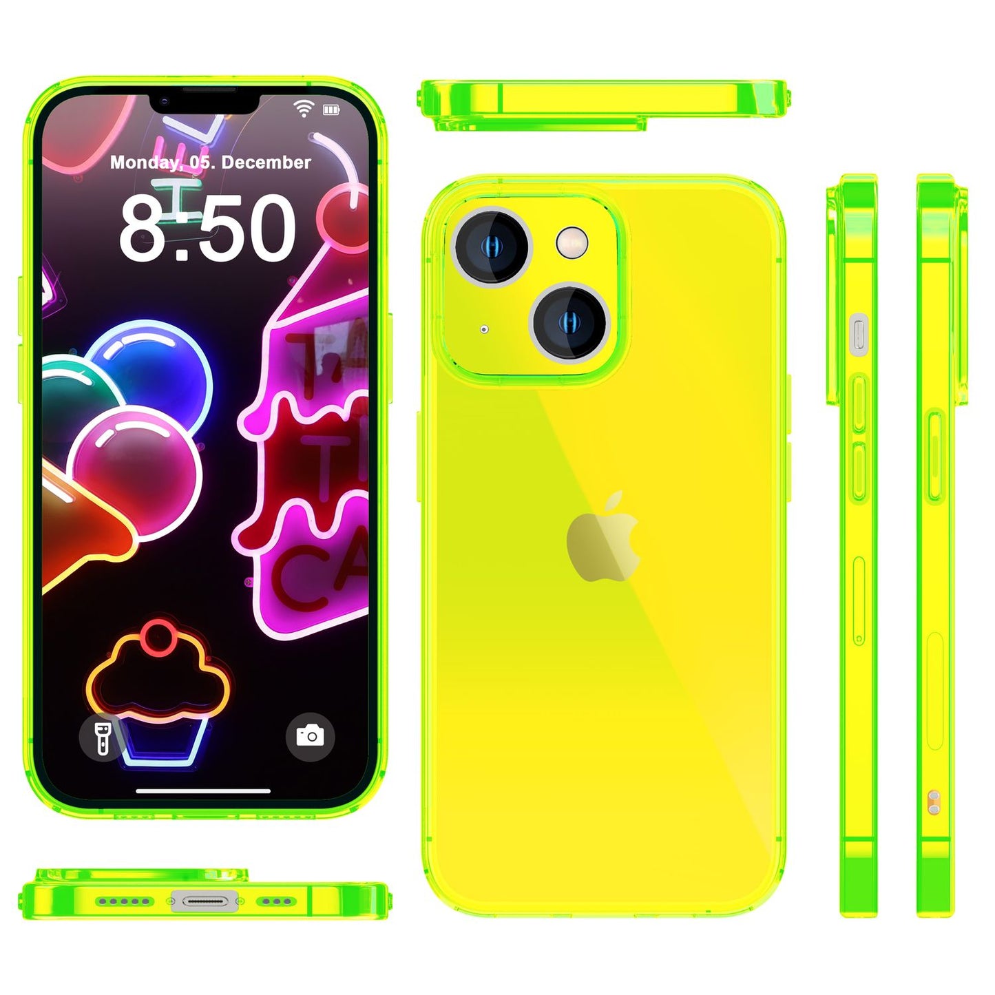 Neon Case for iPhone 14, Translucent Colorful Luminous Phone Case Protective Case