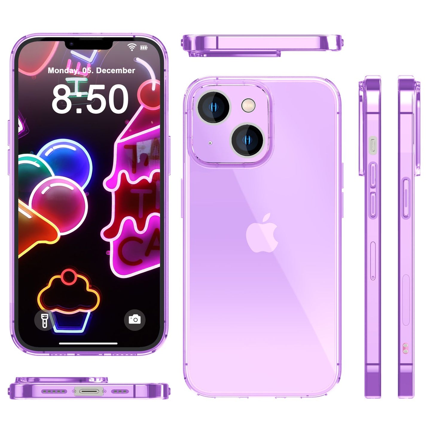 Neon Case for iPhone 14, Translucent Colorful Luminous Phone Case Protective Case