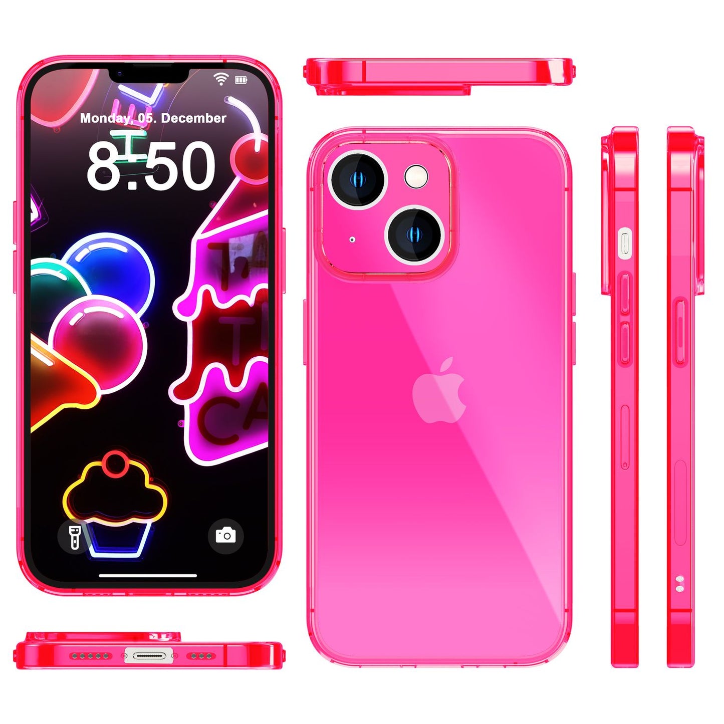 Neon Case for iPhone 14, Translucent Colorful Luminous Phone Case Protective Case