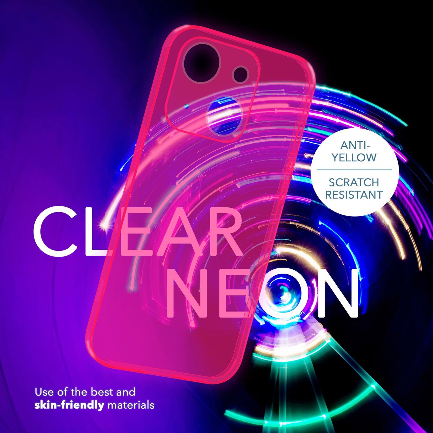 Neon Hülle für iPhone 14 Plus, Durchscheinend Bunt Handyhülle Schutzhülle Cover